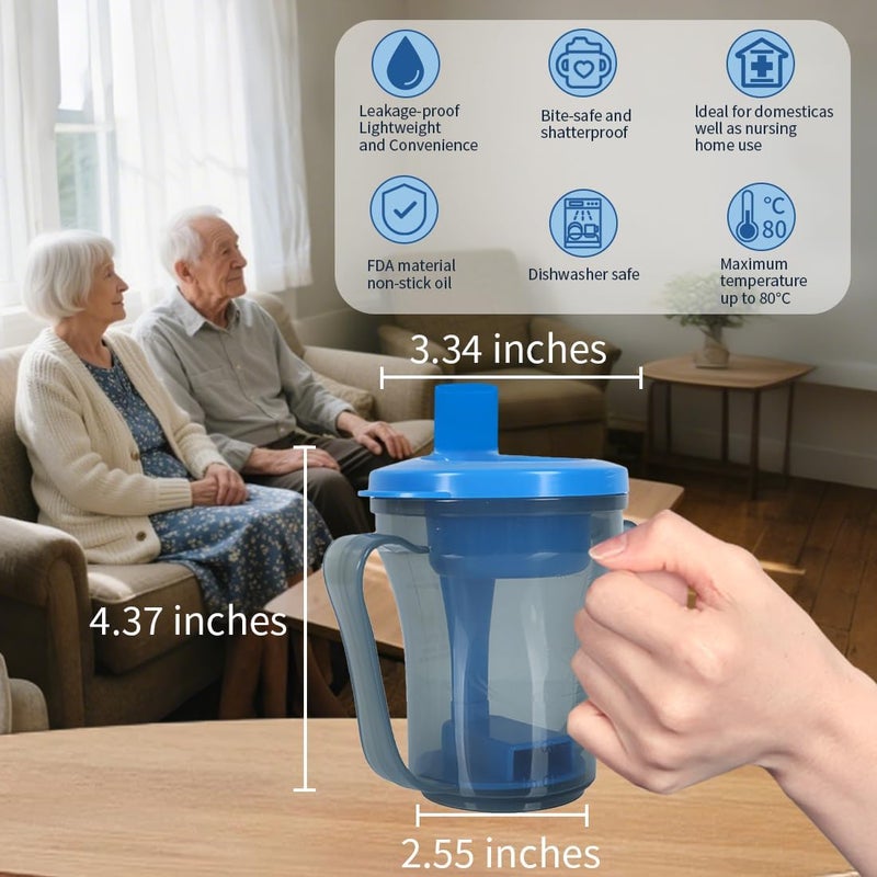 Ehucon dysphagia regulating drinking cup for elderly with difficulty swallowing,with 5cc and 10cc sip cup,assistive devices liquids only,No thickener is Used (Blue-Lid+Grey Body,Pack of 1) - Image 3
